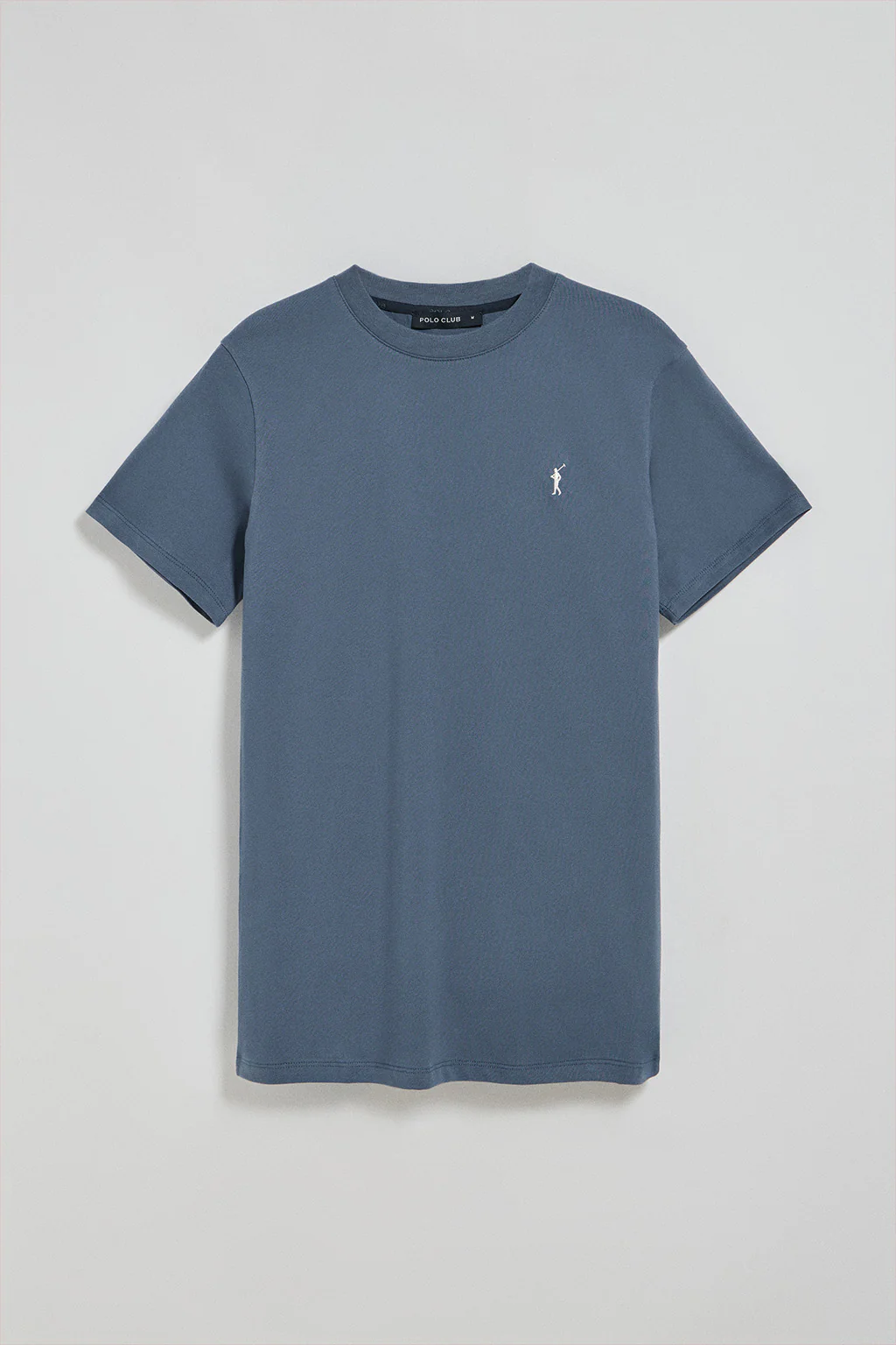 Camiseta azul denim con cuello redondo y logo bordado Rigby Go - Image 5
