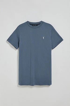 Camiseta azul denim con cuello redondo y logo bordado Rigby Go - Image 8