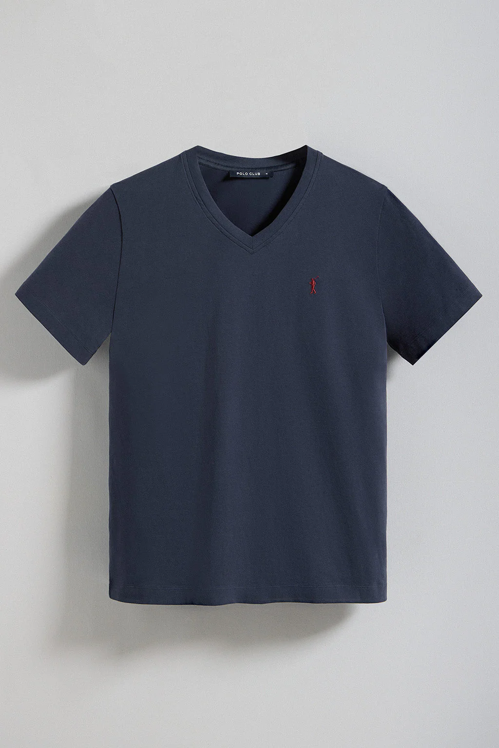 Camiseta azul marino de cuello de pico y manga corta con bordado Rigby Go - Image 5