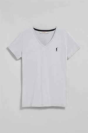 Camiseta blanca de cuello de pico y manga corta con bordado Rigby Go - Image 9