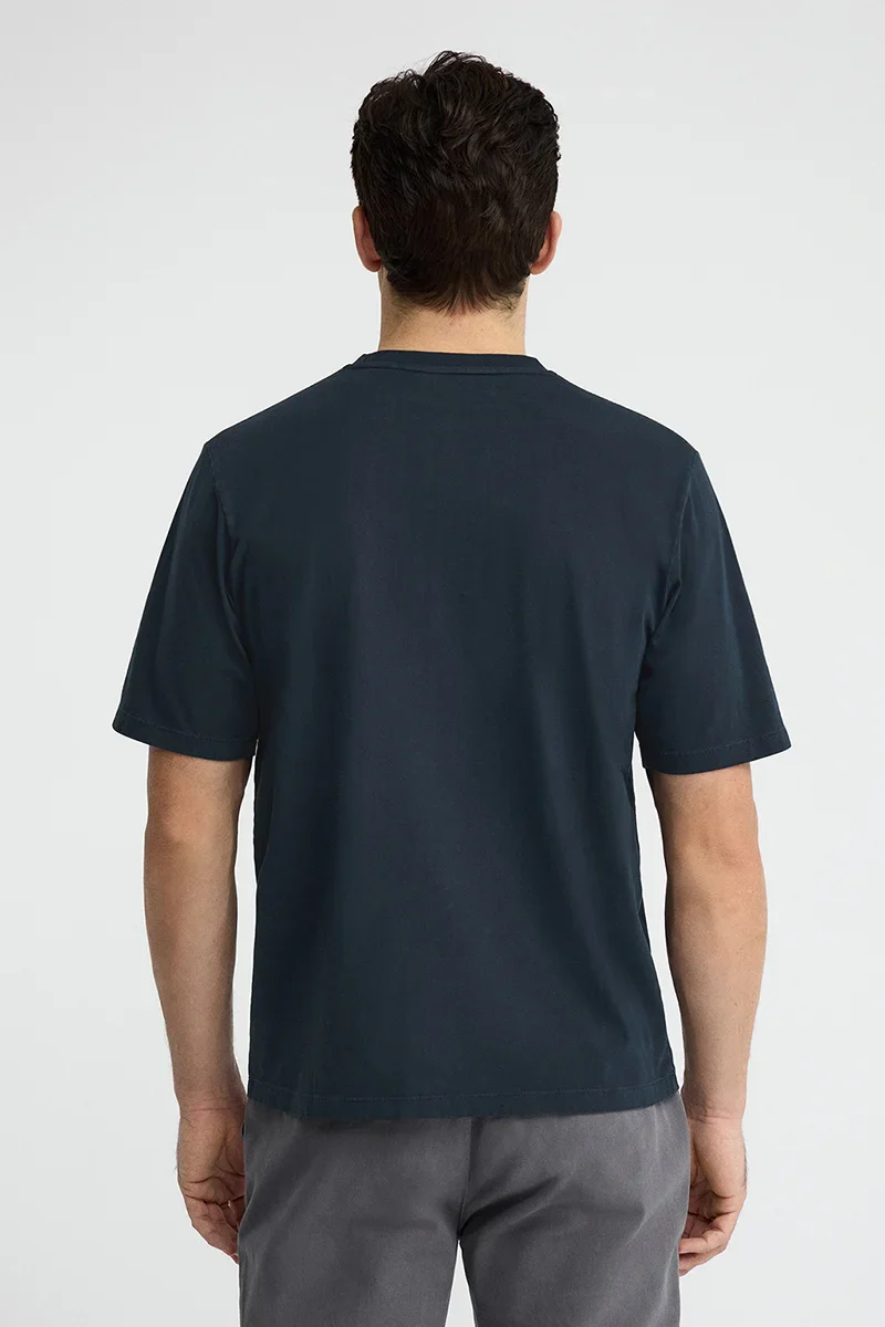 Camiseta azul marino de corte holgado y cuello redondo con logo Rigby Go - Image 5