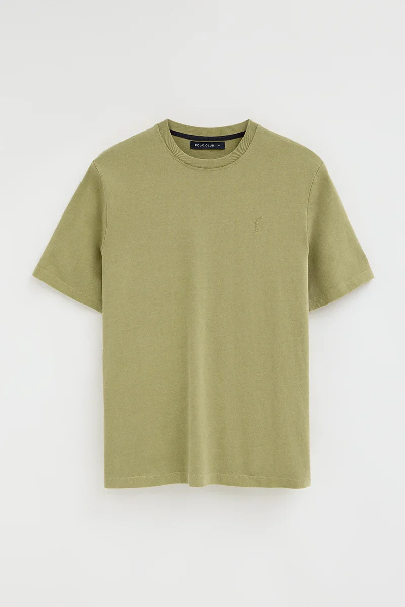 Camiseta verde hoja de corte holgado y cuello redondo con logo Rigby Go - Image 10