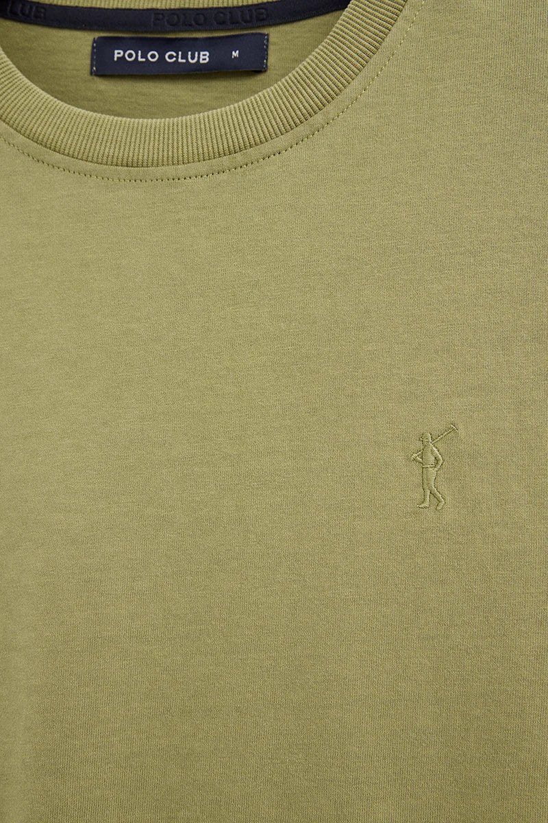 Camiseta verde hoja de corte holgado y cuello redondo con logo Rigby Go - Image 7