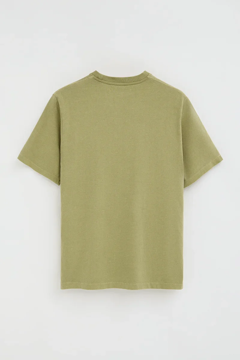 Camiseta verde hoja de corte holgado y cuello redondo con logo Rigby Go - Image 8