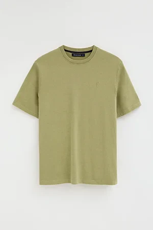 Camiseta verde hoja de corte holgado y cuello redondo con logo Rigby Go - Image 9