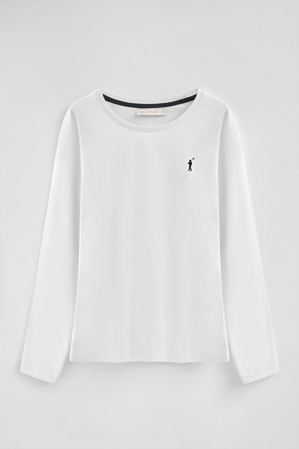 Camiseta blanca de manga larga y cuello redondo con logo bordado Rigby Go - Image 8