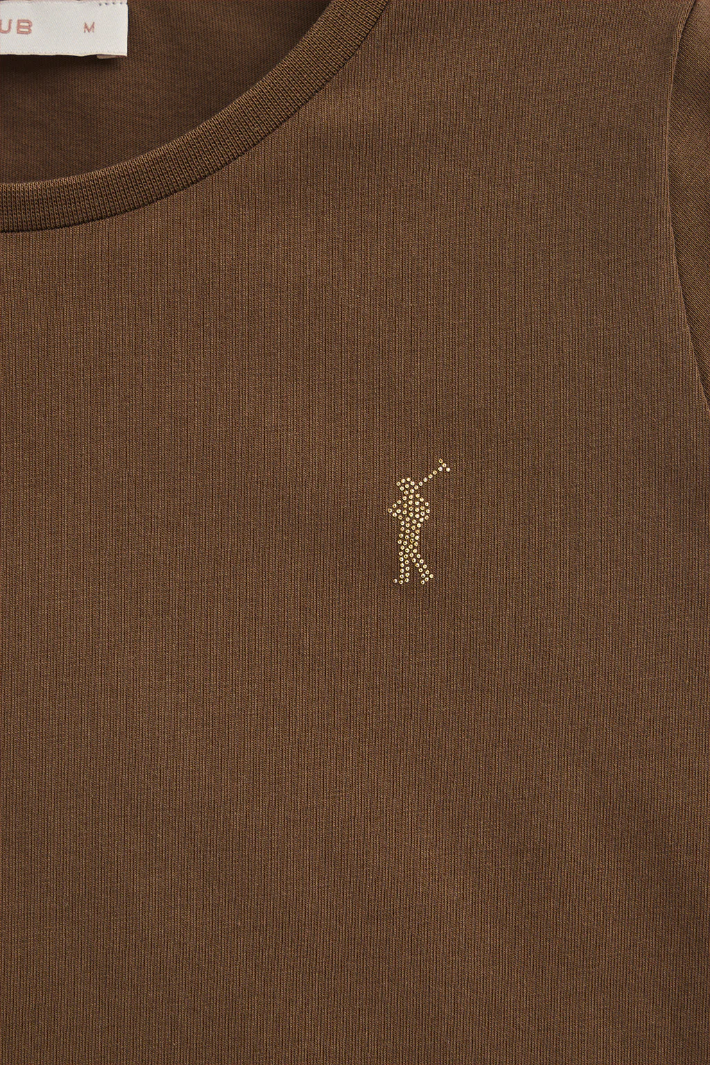 Camiseta marrón oscuro de manga larga y cuello redondo con logo Rigby Go Gold - Image 6