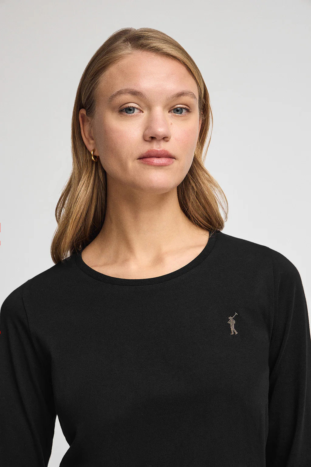 Camiseta negra de manga larga y cuello redondo con logo Rigby Go Gold