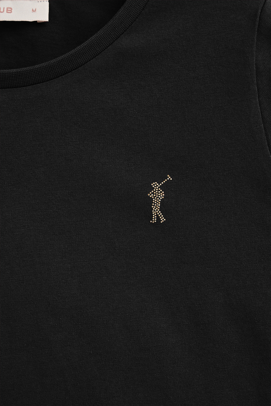 Camiseta negra de manga larga y cuello redondo con logo Rigby Go Gold - Image 6