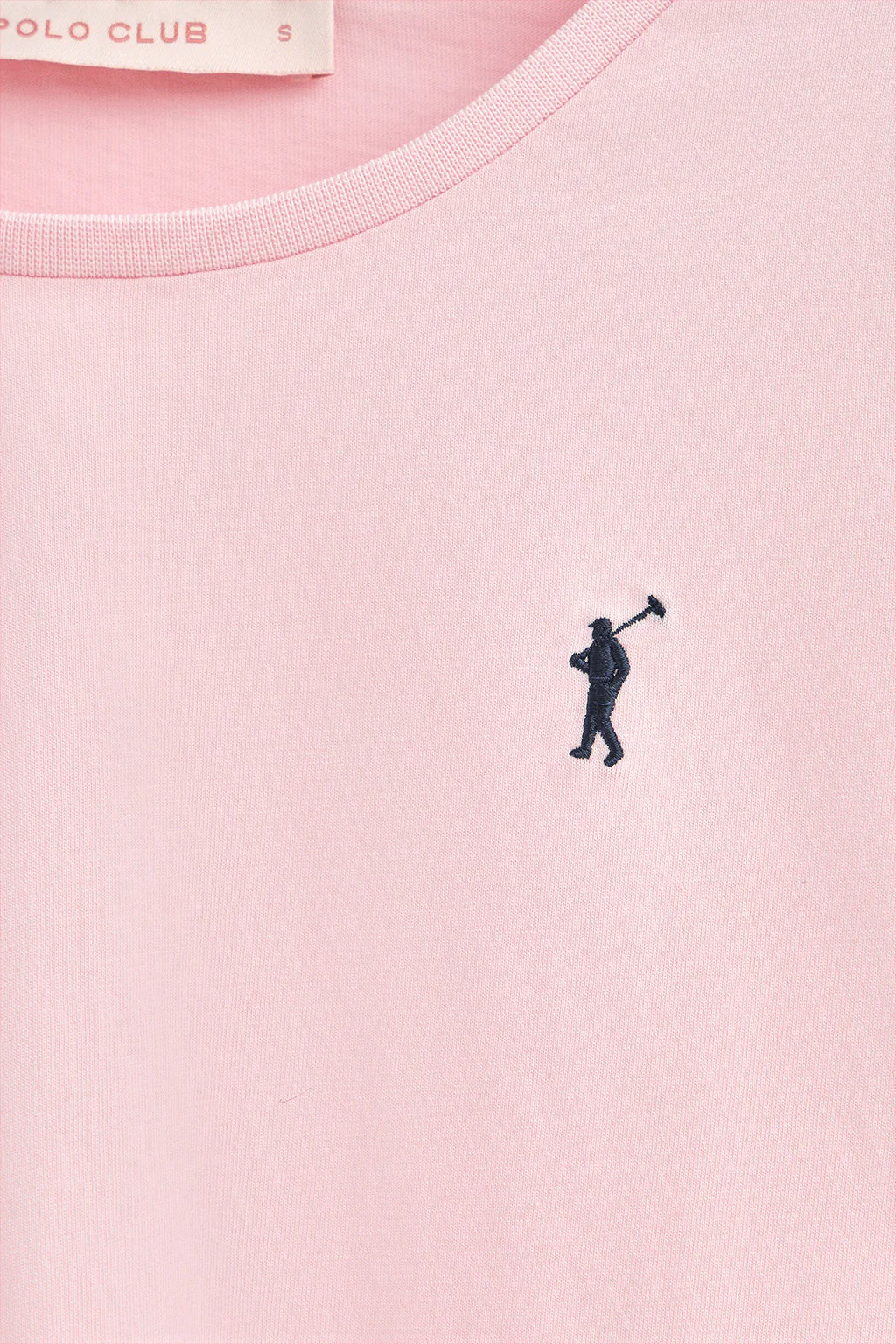 Camiseta rosa de manga larga y cuello redondo con logo bordado Rigby Go - Image 6