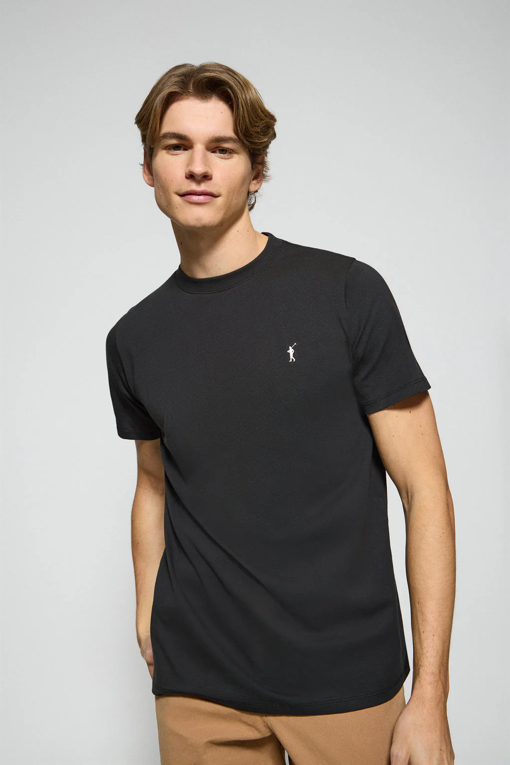 Camiseta negra con cuello redondo y logo bordado Rigby Go