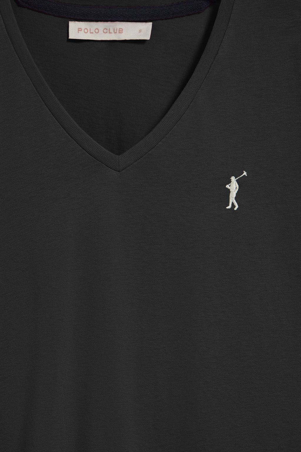 Camiseta negra de cuello de pico y manga corta con bordado Rigby Go - Image 6