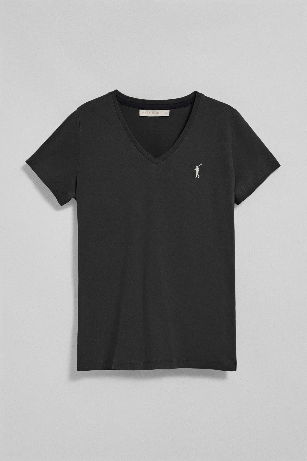 Camiseta negra de cuello de pico y manga corta con bordado Rigby Go - Image 8