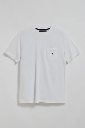 Camiseta blanca de cuello redondo con bolsillo y logo Rigby Go - Image 5