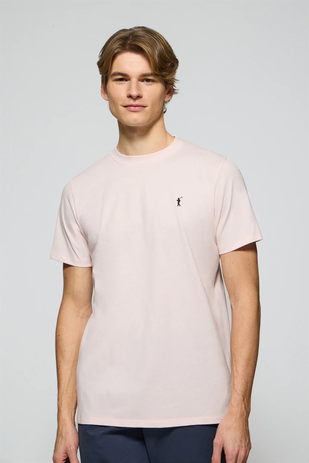 Camiseta rosa claro con cuello redondo y logo bordado Rigby Go