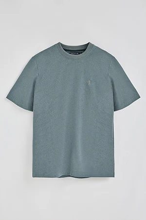 Camiseta gris piedra de algodón y lino con bordado Rigby Go - Image 8