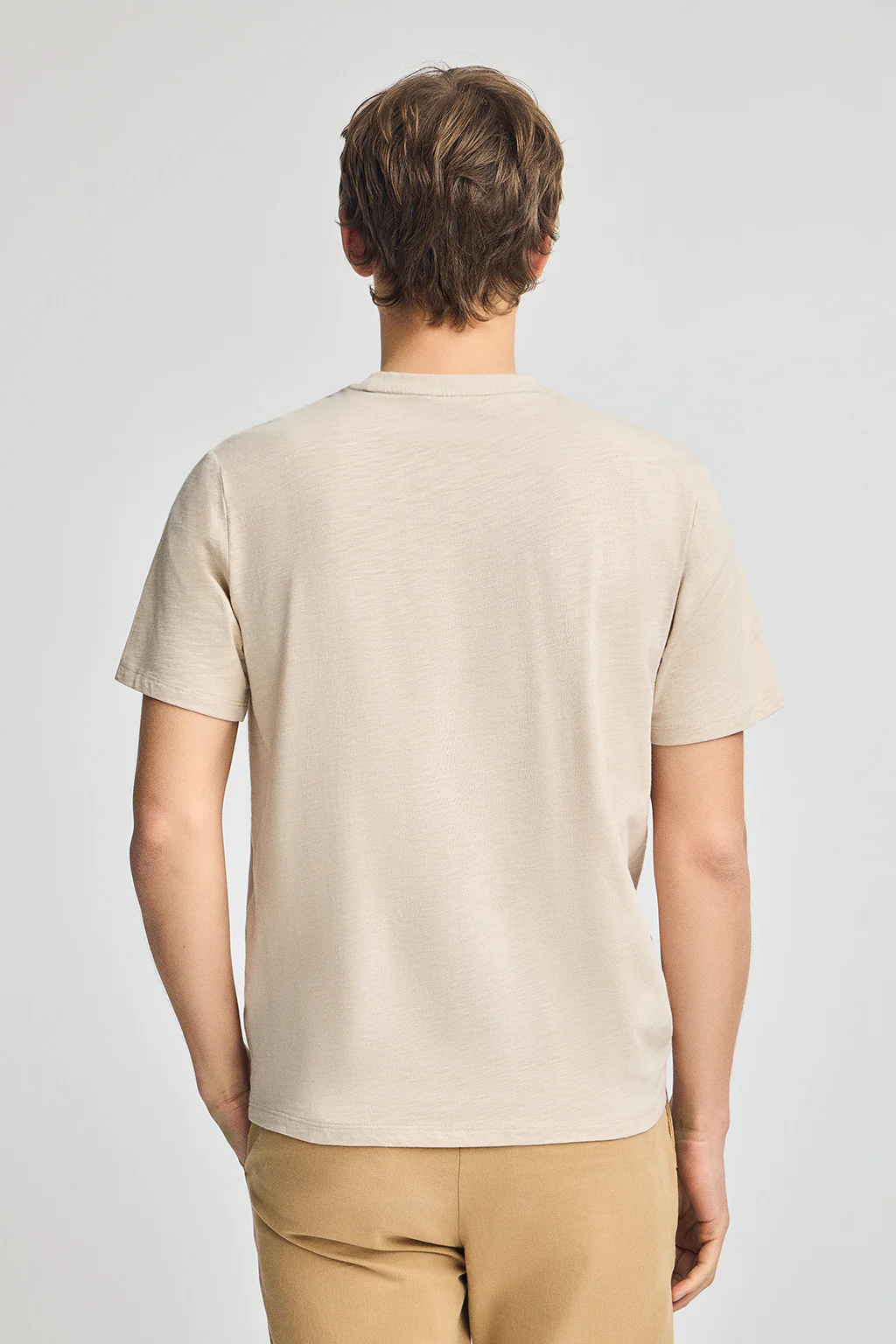 Camiseta beige de algodón flamé y bordado Rigby Go - Image 4