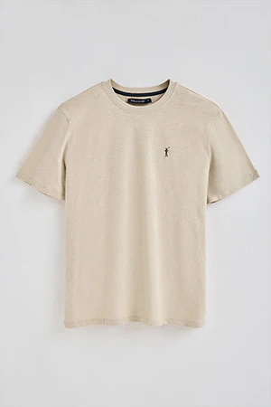 Camiseta beige de algodón flamé y bordado Rigby Go - Image 8