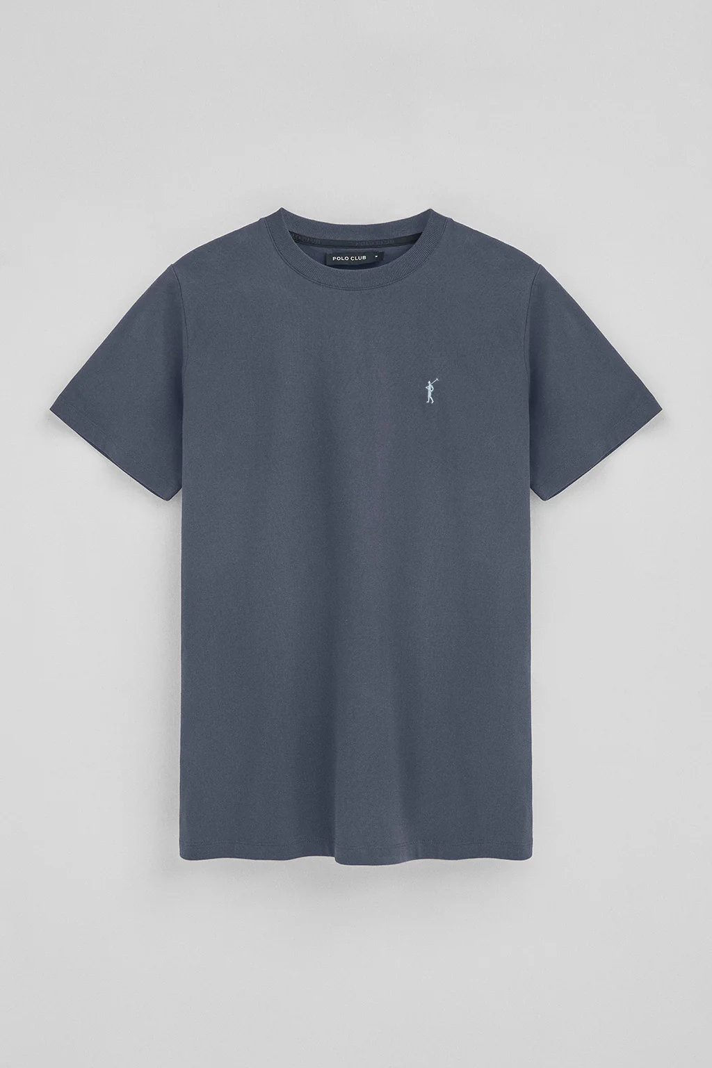 Camiseta azul denim con cuello redondo y bordado Rigby Go - Image 8