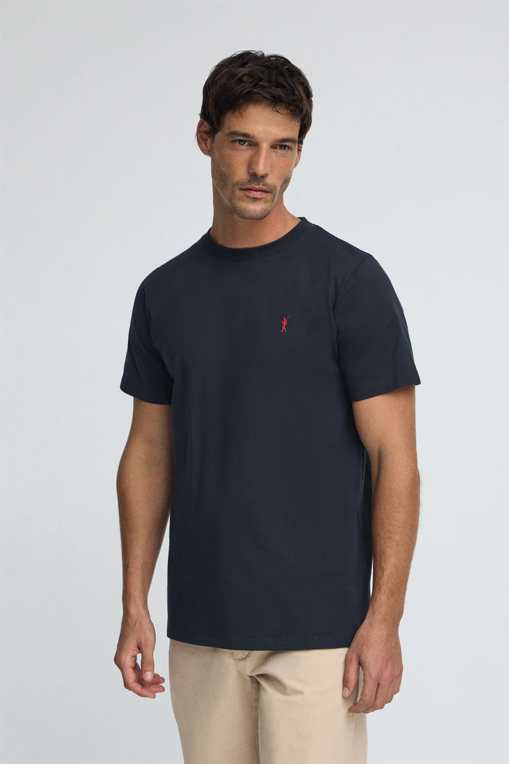 Camiseta azul marino con cuello redondo y bordado Rigby Go