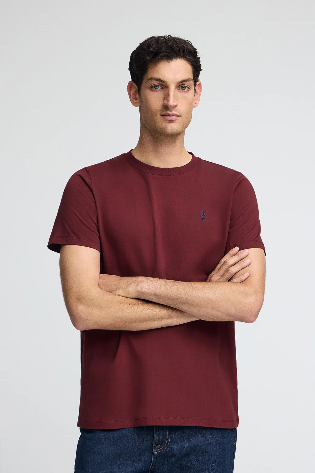 Camiseta granate con cuello redondo y bordado Rigby Go