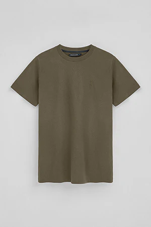 Camiseta verde militar con cuello redondo y bordado Rigby Go - Image 9