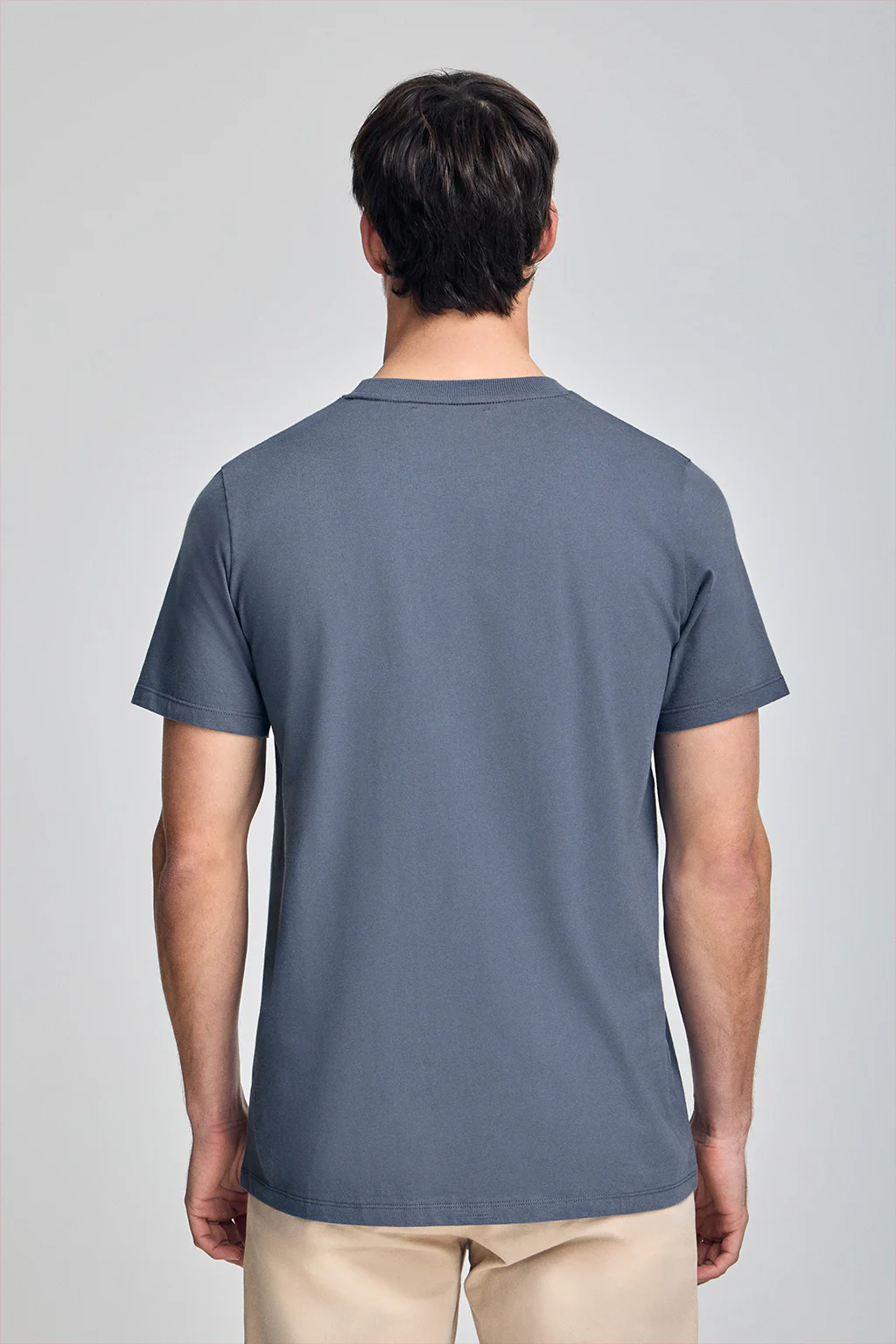 Camiseta azul denim con cuello redondo y bordado Rigby Go - Image 2