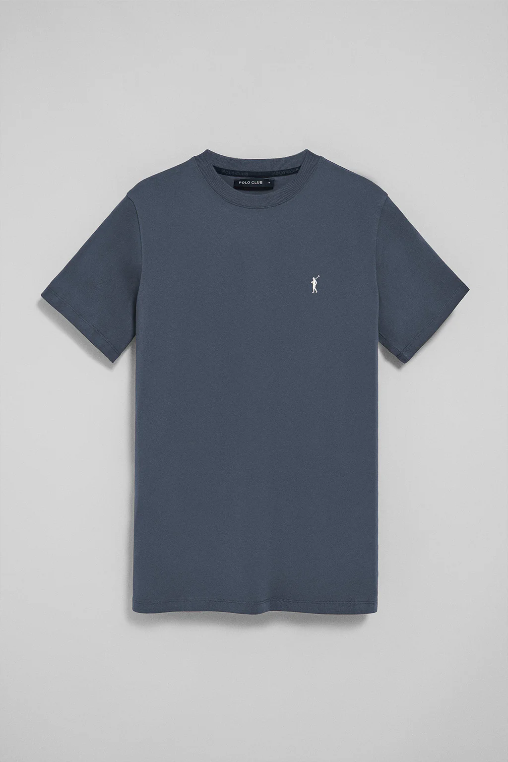 Camiseta azul denim con cuello redondo y bordado Rigby Go - Image 5