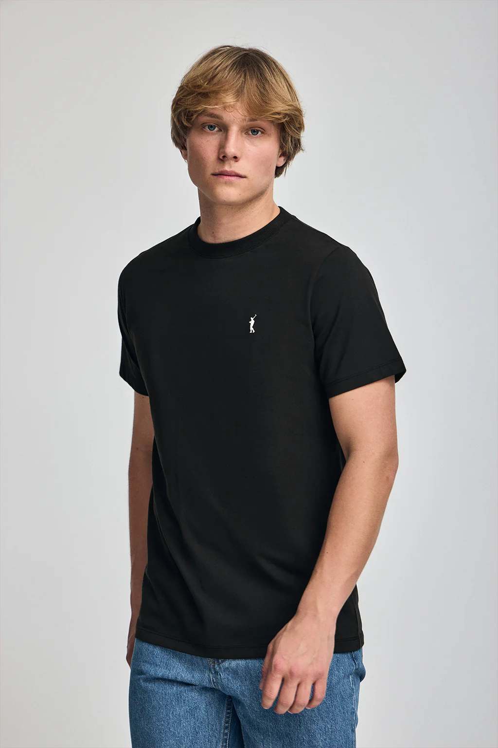 Camiseta negra con cuello redondo y bordado Rigby Go
