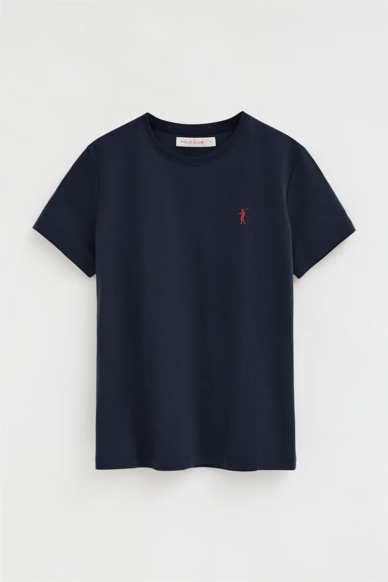 Camiseta azul marino de manga corta y cuello redondo con bordado Rigby Go - Image 10