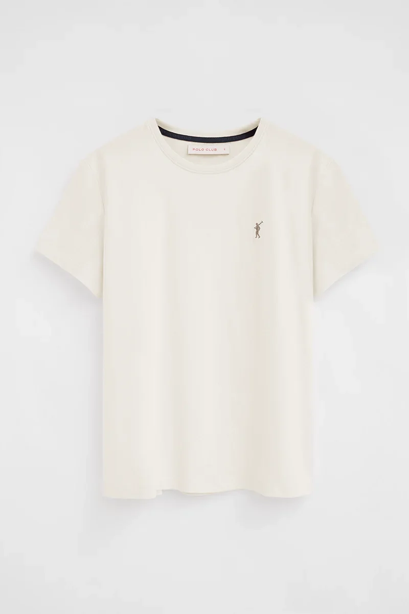 Camiseta color crudo de manga corta y cuello redondo con bordado Rigby Go - Image 10