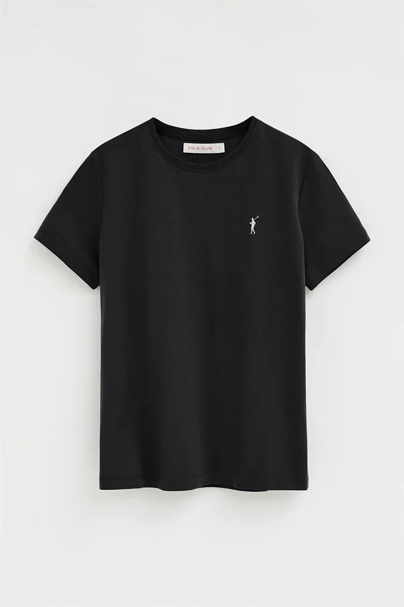 Camiseta negra de manga corta y cuello redondo con bordado Rigby Go - Image 9