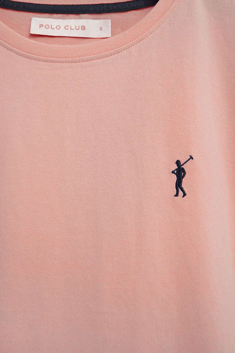 Camiseta rosa palo de manga corta y cuello redondo con bordado Rigby Go - Image 6