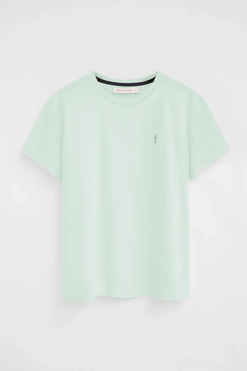 Camiseta turquesa pastel de manga corta y cuello redondo con bordado Rigby Go - Image 5