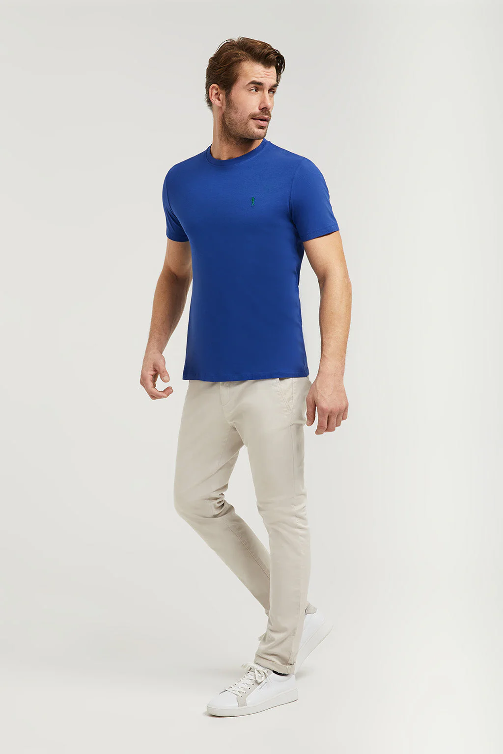 Camiseta básica azul royal de algodón con logo Rigby Go - Image 4