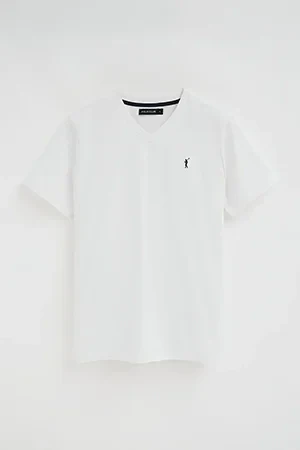 Camiseta blanca de cuello pico con logo Rigby Go - Image 10