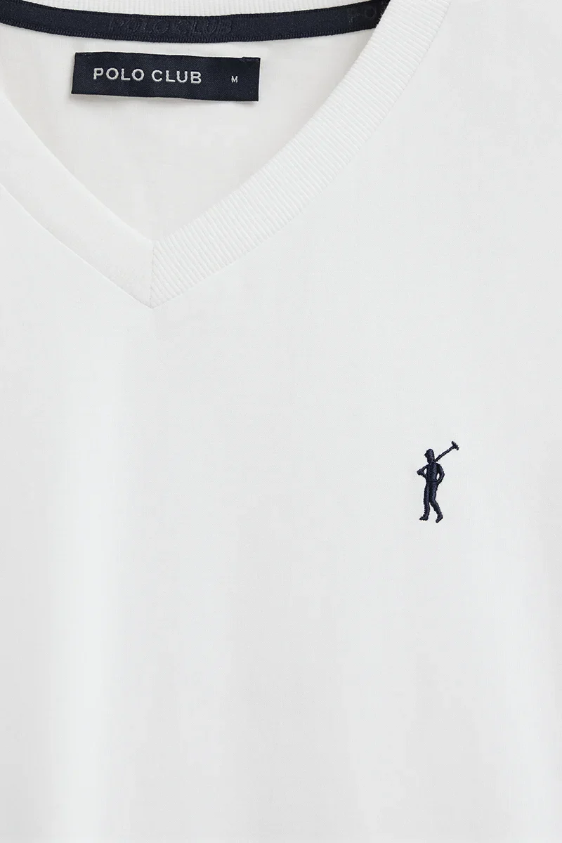 Camiseta blanca de cuello pico con logo Rigby Go - Image 7