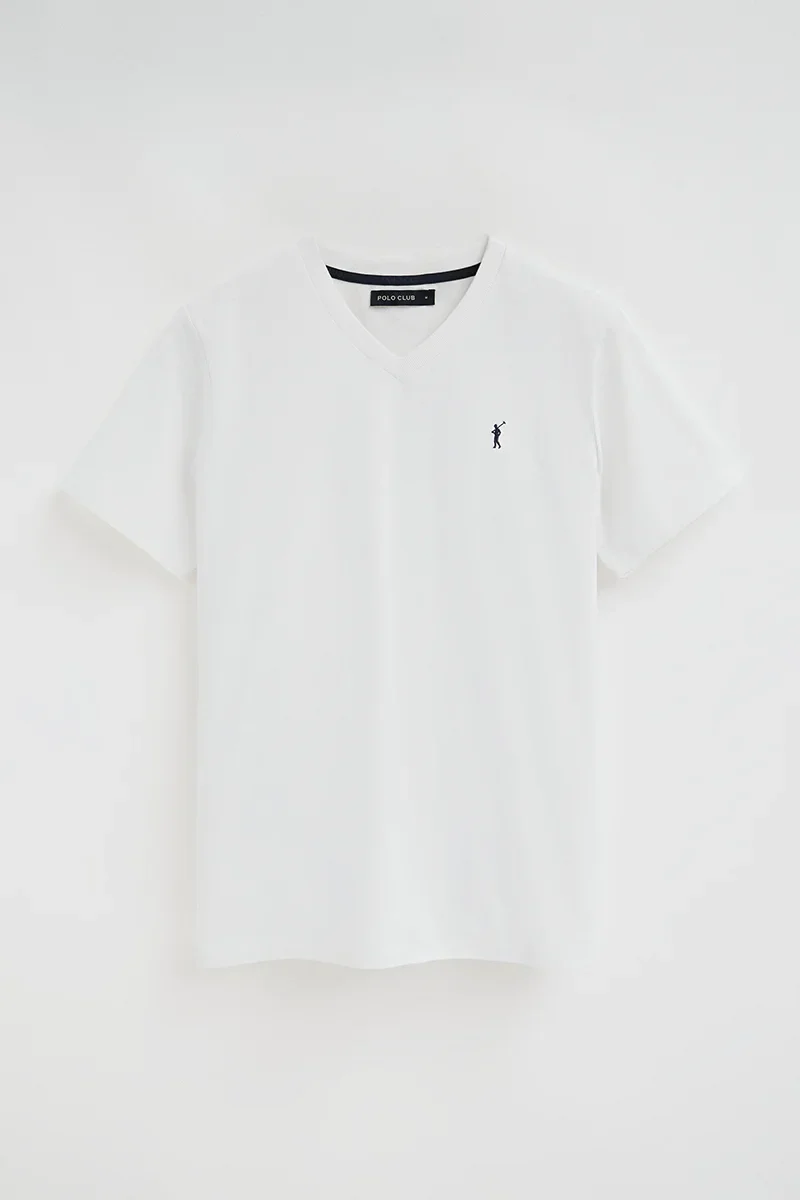 Camiseta blanca de cuello pico con logo Rigby Go - Image 9