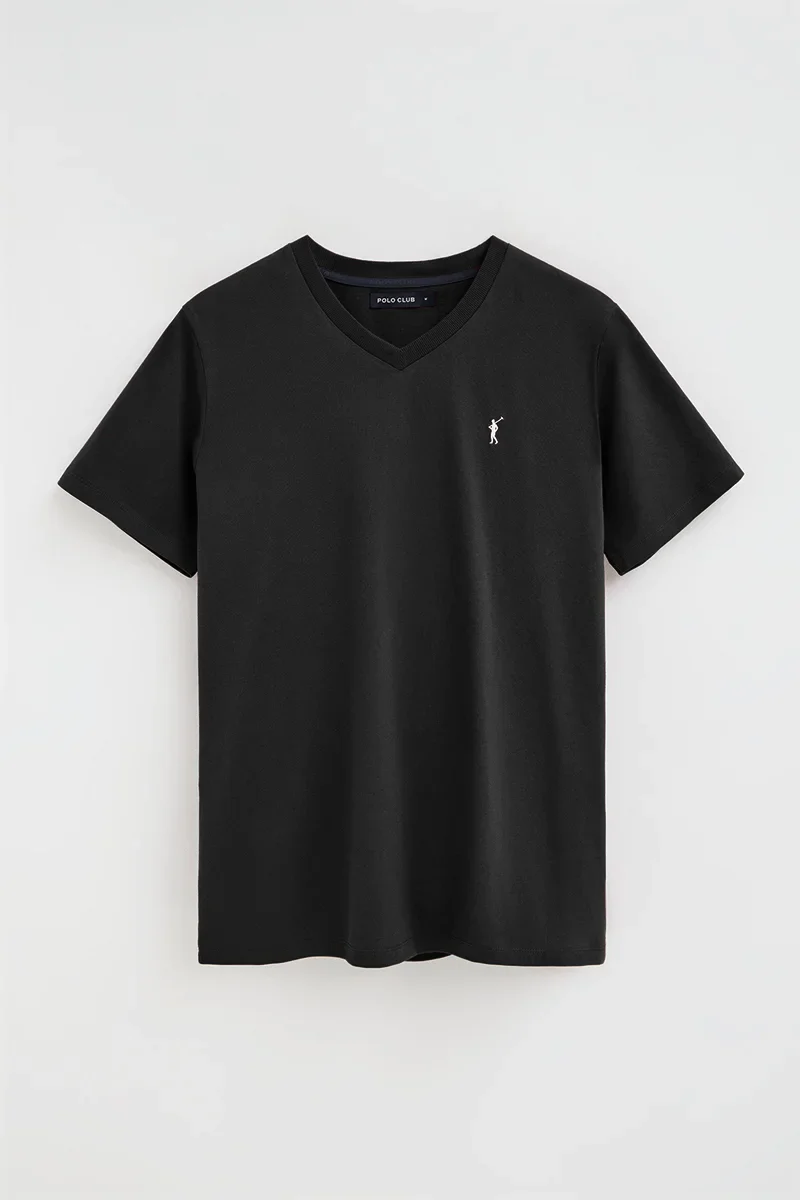 Camiseta negra de cuello pico con logo Rigby Go - Image 8