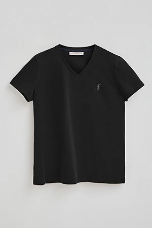 Camiseta negra con cuello de pico y logo Rigby Go Gold - Image 8