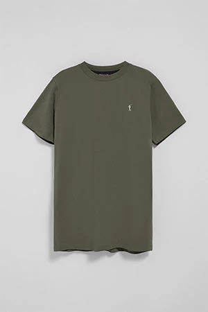Camiseta verde militar con cuello redondo y logo bordado Rigby Go - Image 9