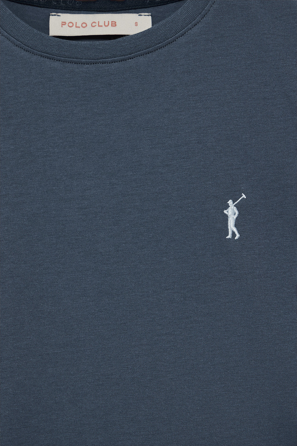 Camiseta azul denim de cuello redondo con bordado Rigby Go - Image 10