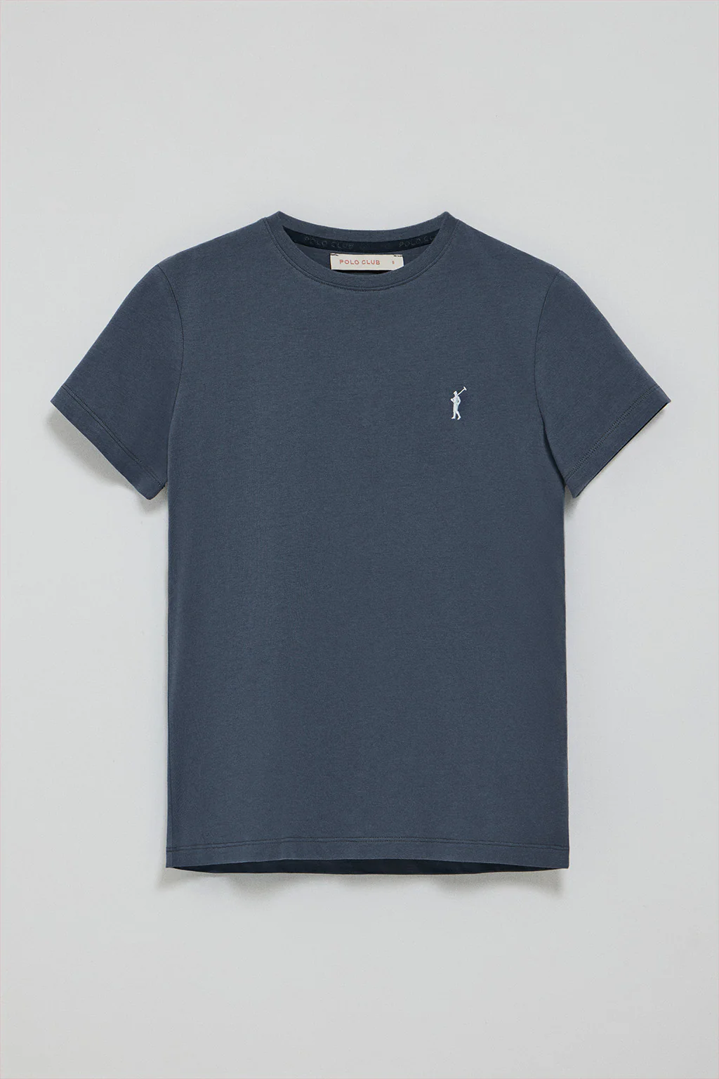 Camiseta azul denim de cuello redondo con bordado Rigby Go - Image 8