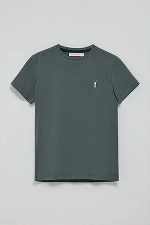 Camiseta gris piedra de cuello redondo con bordado Rigby Go - Image 6