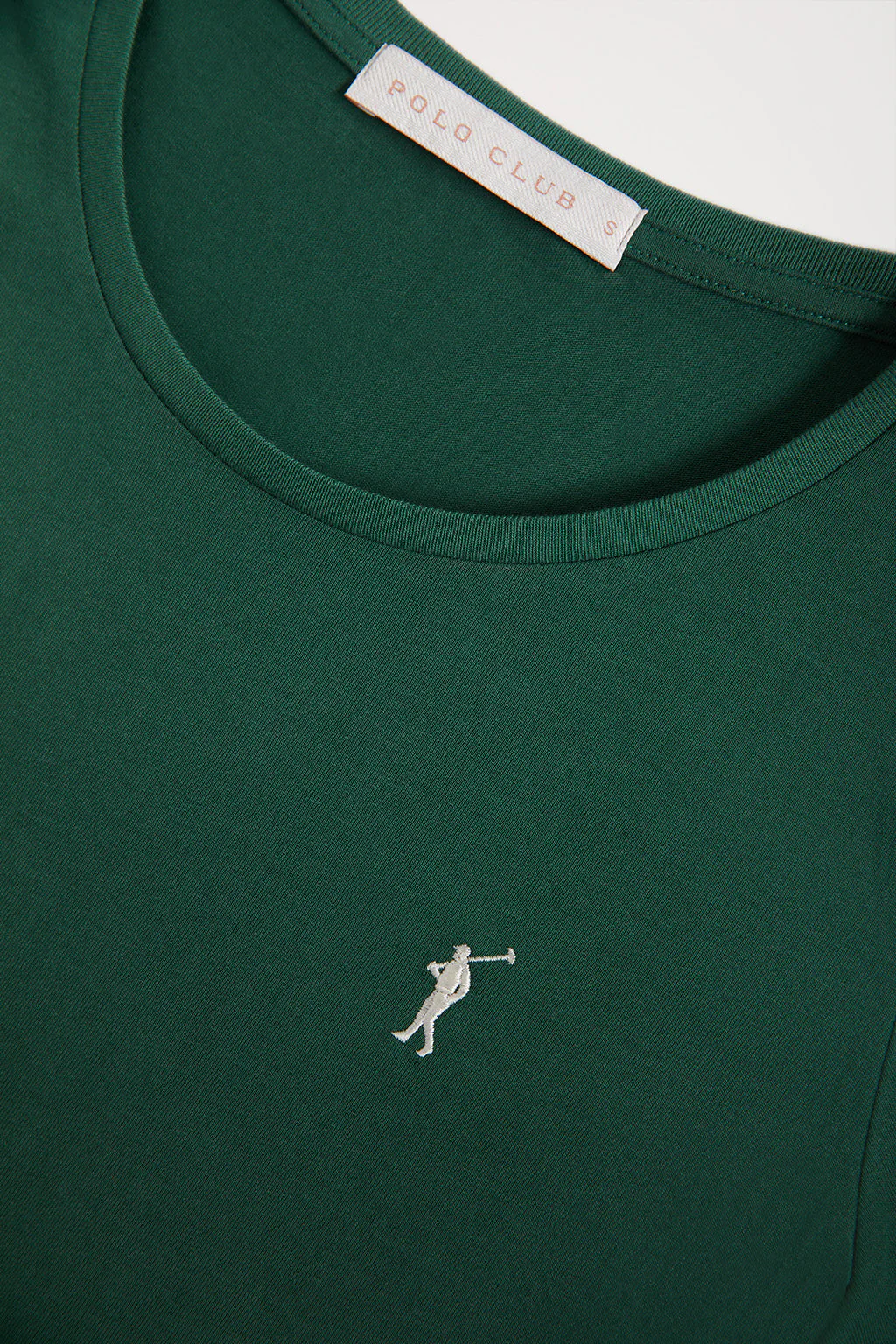 Camiseta básica de manga larga verde botella con logo Rigby Go - Image 7