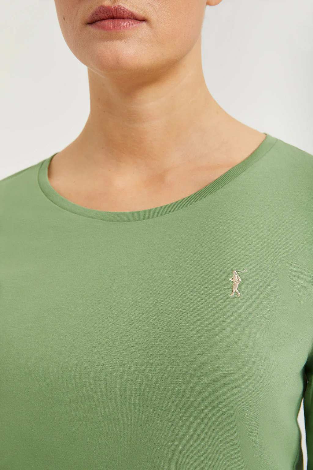 Camiseta básica de manga larga verde lodo con logo Rigby Go - Image 3