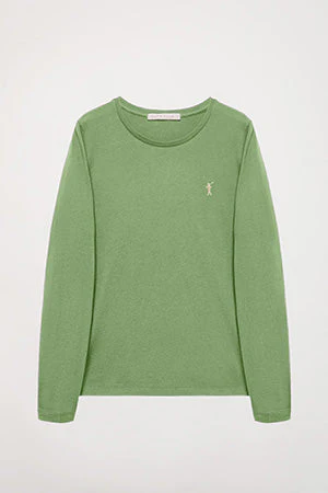 Camiseta básica de manga larga verde lodo con logo Rigby Go - Image 7