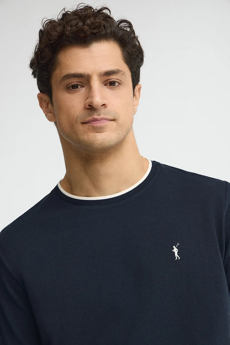 Camiseta azul marino de tejido pique con logo Rigby Go - Image 3