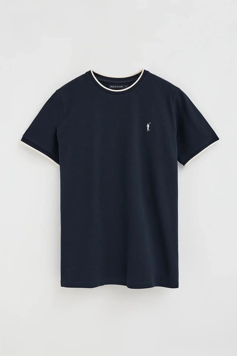 Camiseta azul marino de tejido pique con logo Rigby Go - Image 6