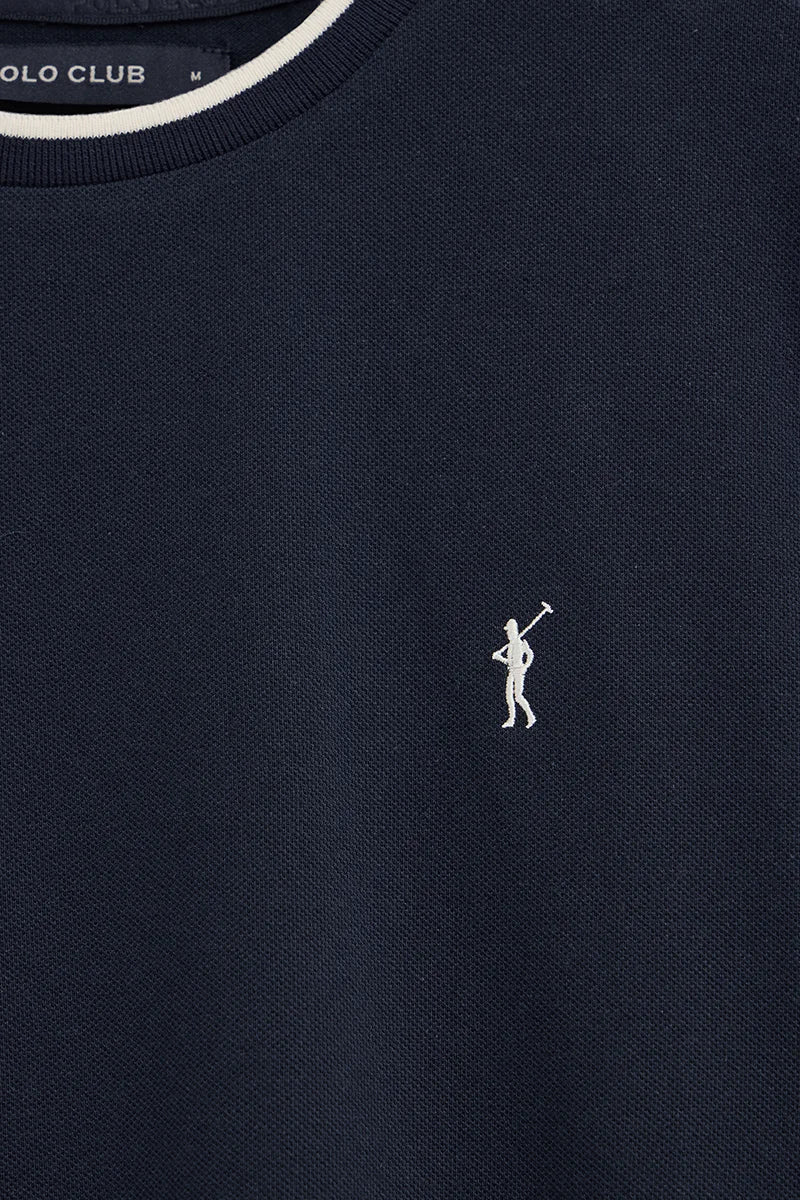 Camiseta azul marino de tejido pique con logo Rigby Go - Image 7